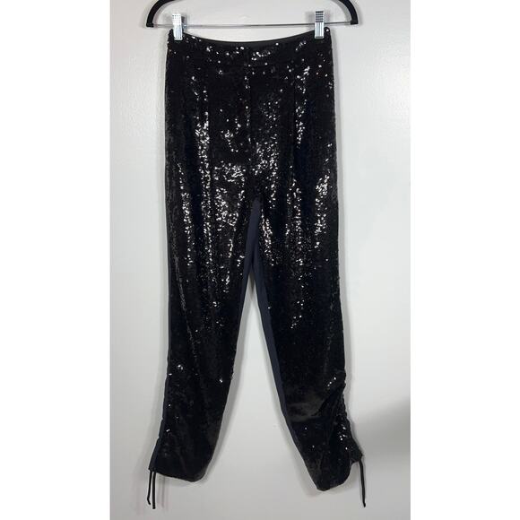 NWT Tibi The Sequin Pant Navy Black Combo Wool Jogger Trouser 0 / XS - Picture 1 of 11